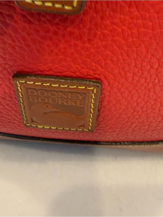 Dooney & Bourke VTG Drawstring W/ Flap leather Back Pack Red & British Tan EUC main image 4